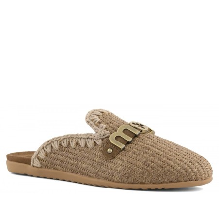 MOU - Raffia-Sabot mit Metall-Logo