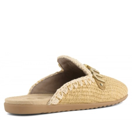 MOU - Raffia-Sabot mit Metall-Logo