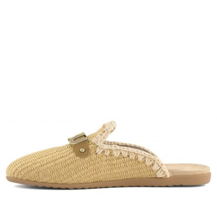 MOU - Raffia-Sabot mit Metall-Logo