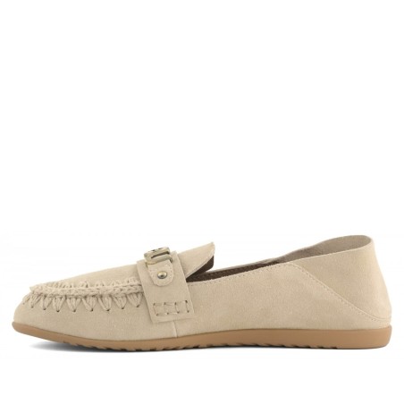 MOU - Suede ballerina with metal logo